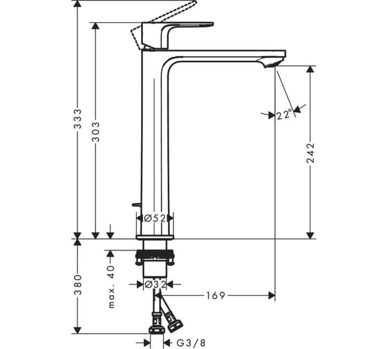 Смеситель для раковины Hansgrohe Rebris s 72580670 240 00000127972
