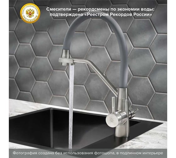 Смеситель для кухни РМС с переключением фильтра SUS127GY-016F-015