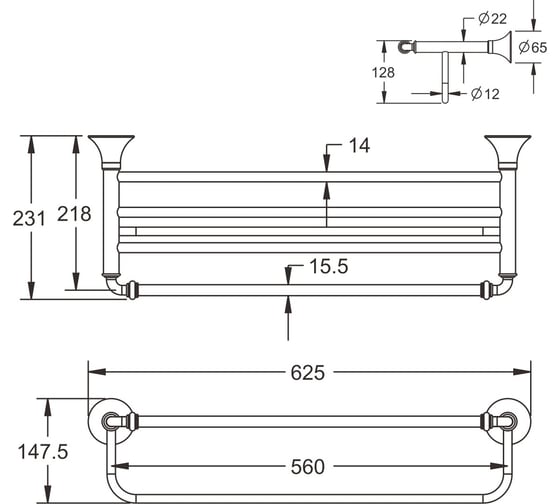Полка для полотенца Rose металлическая RG1208