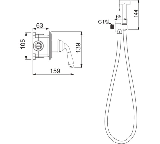 Встроенный гигиенический душ Rose R0205E