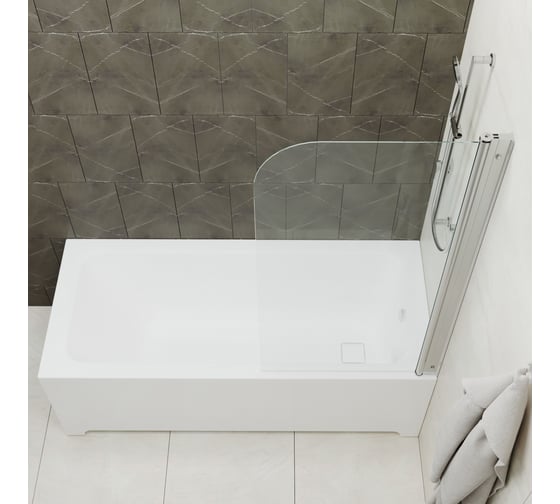 Штора на ванну Triton Соло 75x140, хром, прозрачный, распашная Щ0000038541