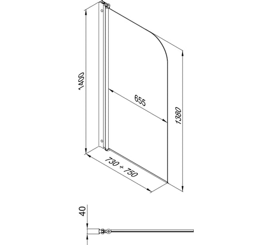 Штора на ванну Triton Соло 75x140, хром, прозрачный, распашная Щ0000038541