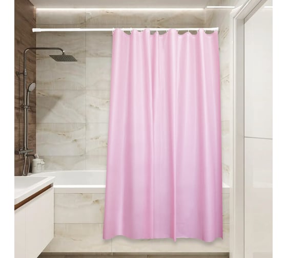 Штора для ванной Сантис peva pv-205 (розовая) 54 gsm 180x180 см 038700 1