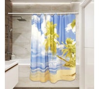 Тканевая штора для ванной Сантис pe-302 (пальмы) 90 gsm luxe 180x180 см 025392