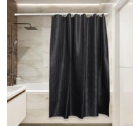 Тканевая штора для ванной Сантис pe-403 (черный сатин) 90 gsm 180x180 см 038690
