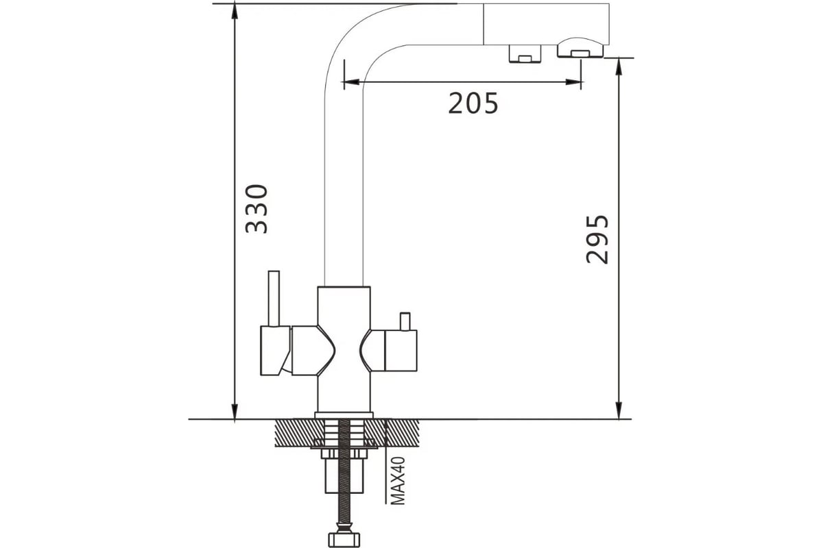 Смеситель для кухни Shevanik с подключением фильтра питьевой воды S328T ...
