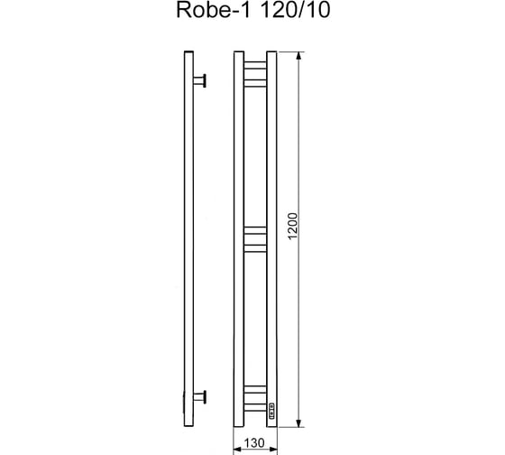 Электрический кабельный полотенцесушитель Ника Robe-1 120/10 правый тэн роб-1 120/10 прав