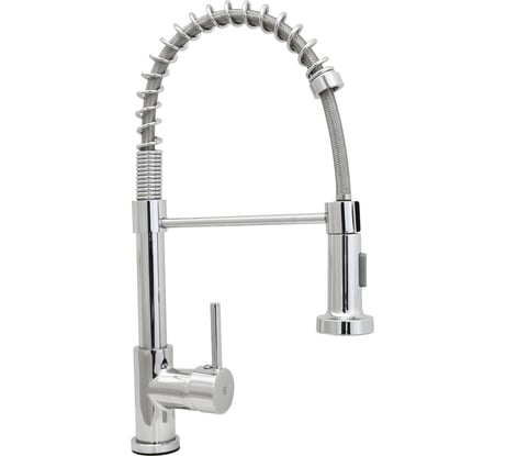 Смеситель для кухни SANTREK AQUA-845 "INOX" (SAP-845) шар d-35 нержавеющая сталь, с гибким изливом (хром) 288294