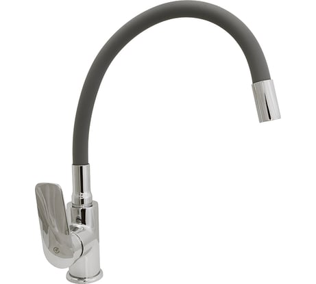 Смеситель для кухни SANTREK AQUA-1012 "PRESTIGE" (SAP-1012) d-35 с силиконовым изливом, серый/хром 283073