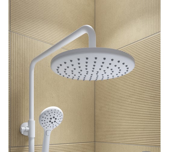 Смеситель с верхним душем и изливом IDDIS белый матовый ray RAYWT3Fi06