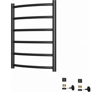 Водяной полотенцесушитель Teymi Lina П6 50x80, наружняя резьба 1", в максимальной комплектации К3, черный матовый W80154 ЦБ-00265230