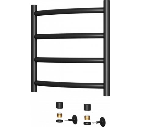 Водяной полотенцесушитель Teymi Lina П4 50x50, наружняя резьба 1", в максимальной комплектации К3, черный матовый W80148 ЦБ-00266161