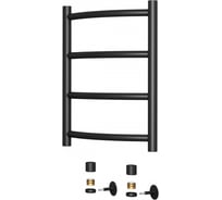 Водяной полотенцесушитель Teymi Lina П4 40x60, наружняя резьба 1", в максимальной комплектации К3, черный матовый W80150 ЦБ-00265226