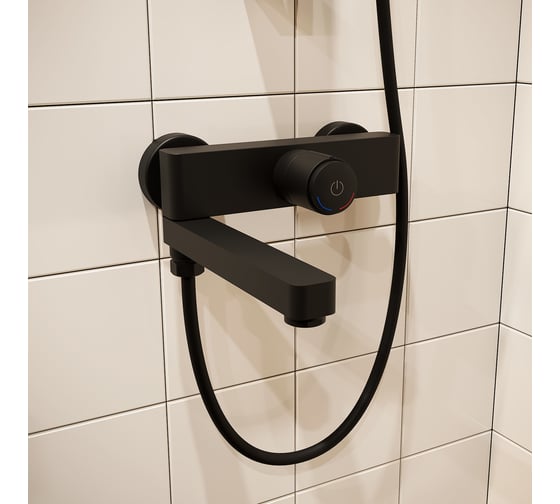 Смеситель для ванны IDDIS с управлением push control, черный матовый, slide SLIBLBTi02WA
