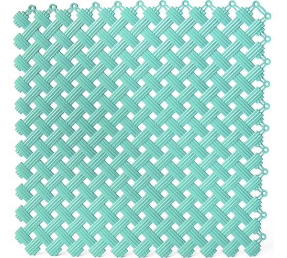 Коврик для ванны, бассейна, сауны, бани ПластФактор  антискользящий, aqua, набор из 12 модулей, мятный 4630027115720 1