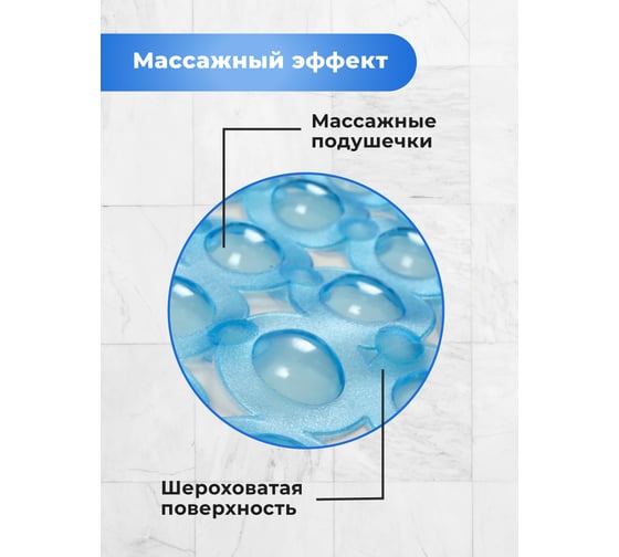 Коврик для ванны Аквалиния ПВХ, бусинка, синий 6733-1