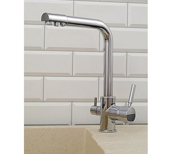 Смеситель для кухни Teymi Lori с краном для питьевой воды, глянцевый хром T10247 ЦБ-00267041