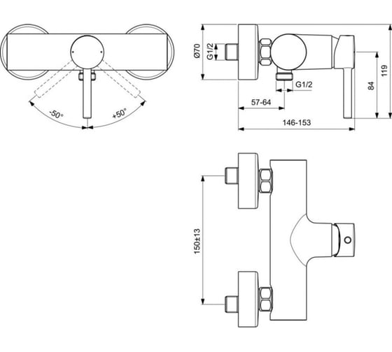 Смеситель для душа Ideal Standard Bc200xg ceraline матовый черный 00000095235
