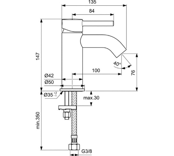 Смеситель для раковины Ideal Standard Bc268xg ceraline матовый черный 00000093723