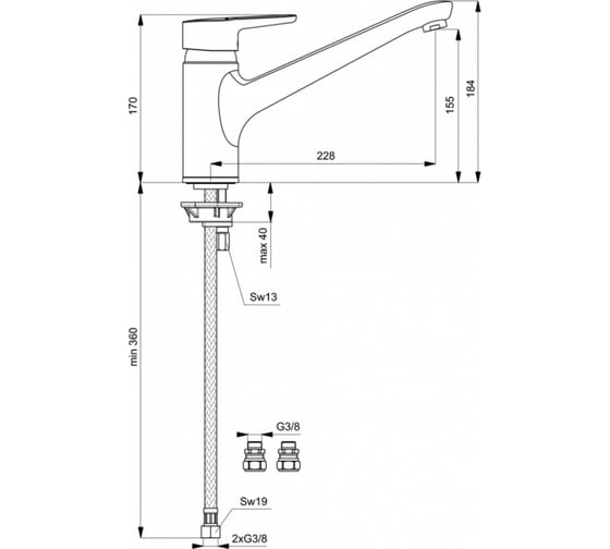 Смеситель для кухни Ideal Standard B9931aa connect 00000024351