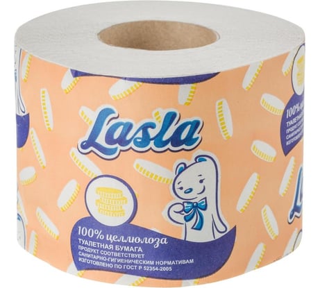 Туалетная бумага ООО Комус Lasla 1 слой, белая, тиснение, перфорация, целлюлоза, 54 м, 40 рул/уп 1594307