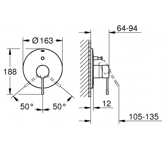 Внешняя часть смесителя для ванны GROHE Essence New, никель глянец 19285BE1 1