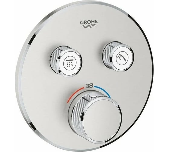 Внешняя часть термостатического смесителя для душа GROHE Grohtherm SmartControl на два выхода, суперсталь 29119DC0