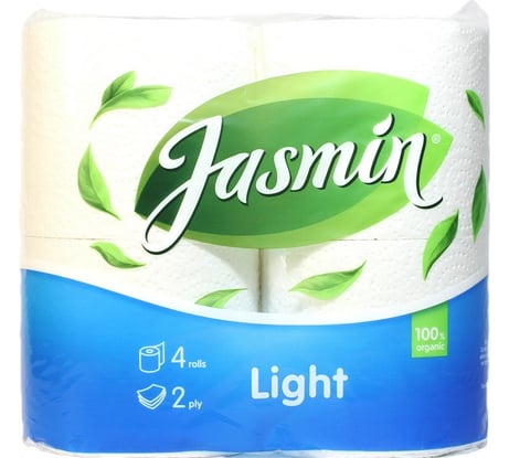 Туалетная бумага Jasmin light 2 слоя, 4 рулона, белая Т18901