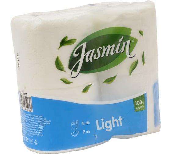 Туалетная бумага Jasmin light 2 слоя, 4 рулона, белая Т18901
