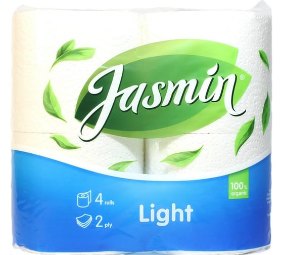 Туалетная бумага Jasmin light 2 слоя, 4 рулона, белая Т18901