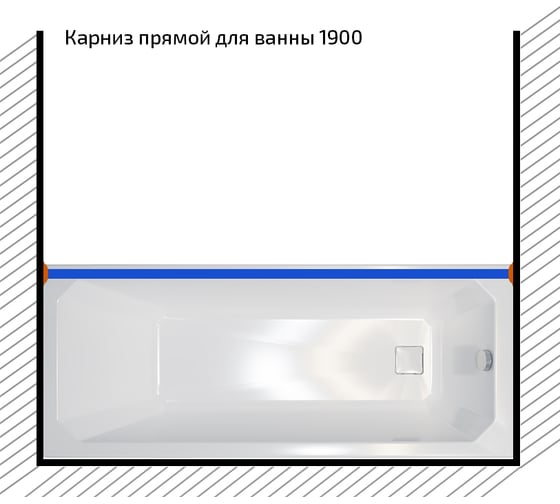 Карниз из нержавеющей стали Triton прямой 1900 Щ0000052832