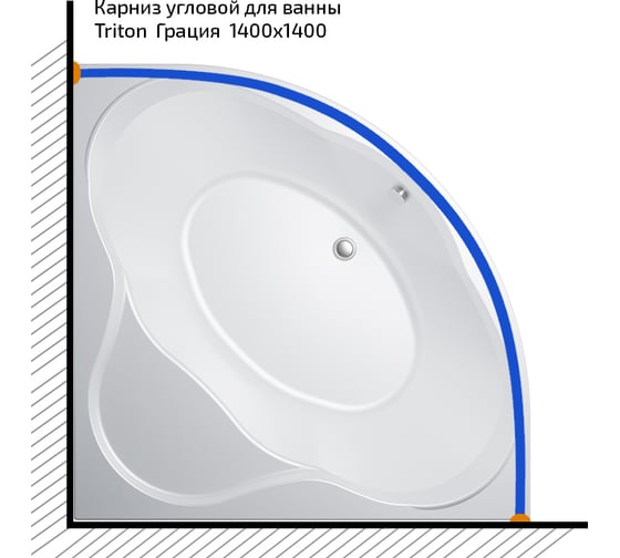 Карниз из нержавеющей стали Triton Грация 1400x1400 Щ0000052870