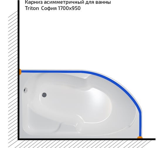 Карниз из нержавеющей стали Triton София 1700x950 Щ0000052868