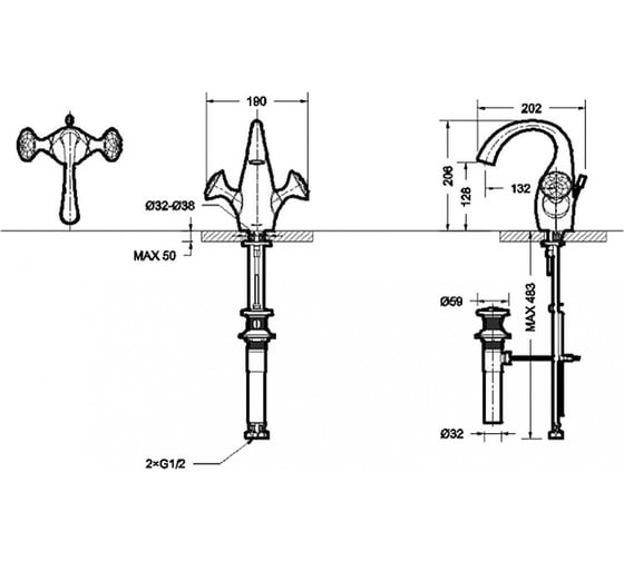 Смеситель для умывальника BRAVAT SWAN F14287C-ENG