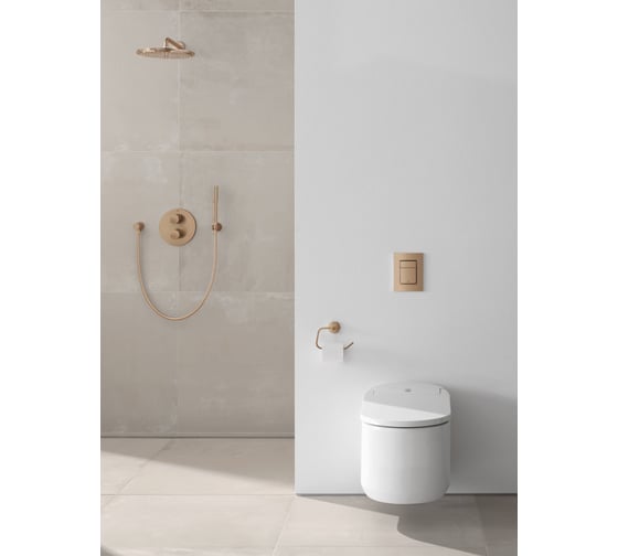 Верхний душ с душевым кронштейном GROHE 380 мм, 1 режим струи, Rainshower, теплый закат матовый 26066DL0