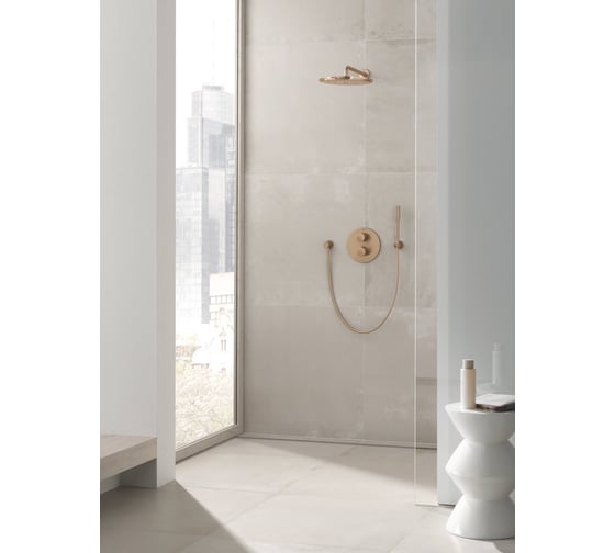 Верхний душ с душевым кронштейном GROHE 380 мм, 1 режим струи, Rainshower, теплый закат матовый 26066DL0