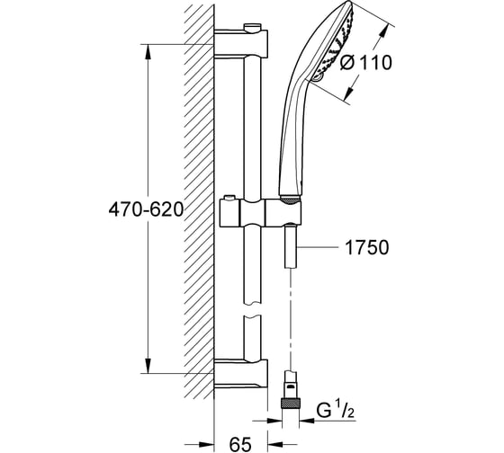 Душевой гарнитур GROHE Vitalio Joy Eco 600 мм 27326000