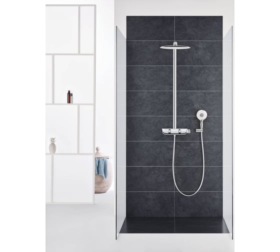 Душевая система GROHE Rainshower SmartControl 360 MONO с термостатическим смесителем, настенный монтаж, белая луна 26361LS0