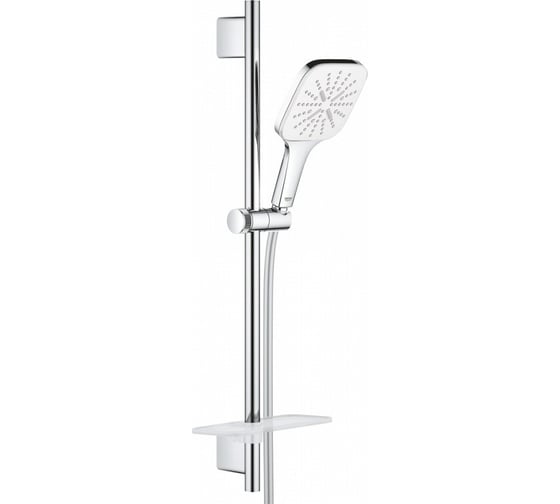 Душевой гарнитур GROHE Rainshower SmartActive 130 Cube, 3 вида струй, белая луна 26586LS0