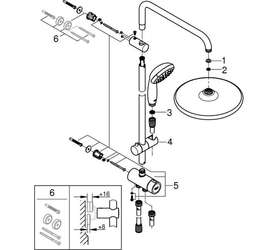 Душевая система GROHE Vitalio Start System 250 с переключателем на 3 положения, хром 26680000
