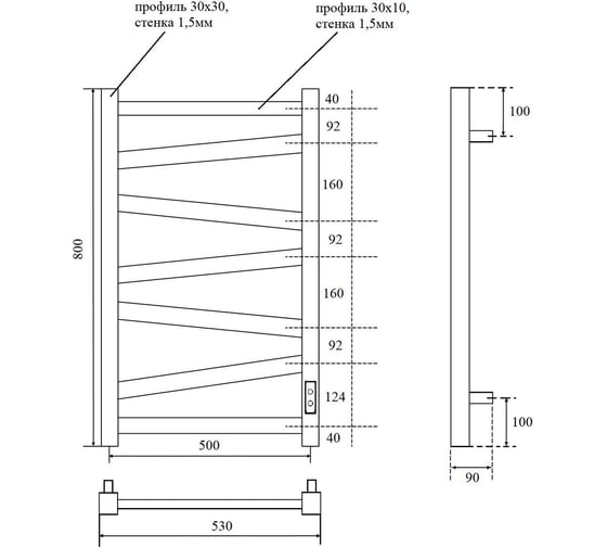 Электрический полотенцесушитель Point феникс п7 500x800, белый PN15858W
