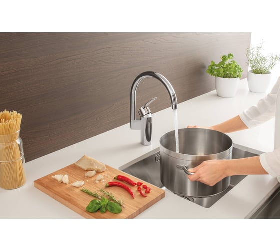 Смеситель для кухни GROHE Wave Cosmopolitan с высоким изливом, хром 32449001