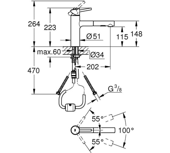 Смеситель для кухни GROHE Concetto, суперсталь 30273DC1