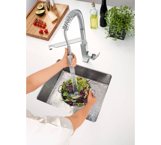 Смеситель для кухни GROHE Eurocube профессиональный, суперсталь 31395DC0