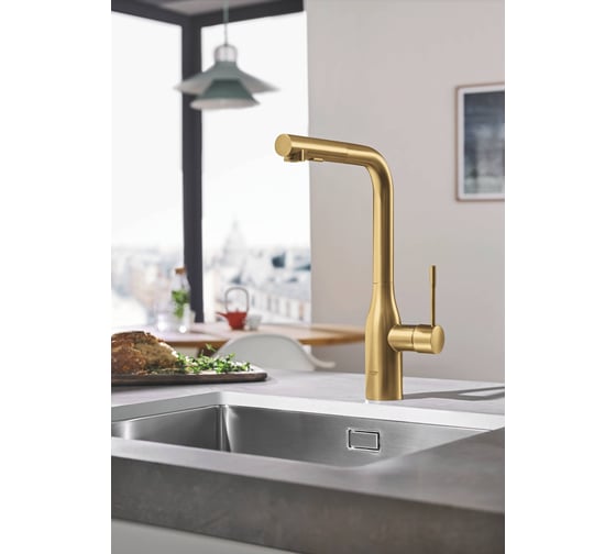 Смеситель для кухни GROHE Essence New, L-излив, холодный рассвет матовый 30270GN0