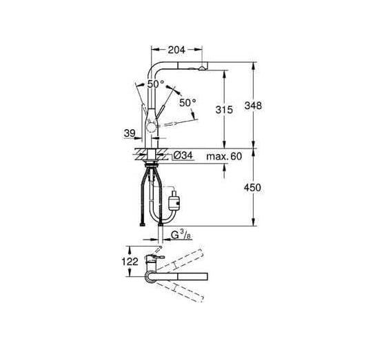 Смеситель для кухни GROHE Essence New, L-излив, холодный рассвет матовый 30270GN0