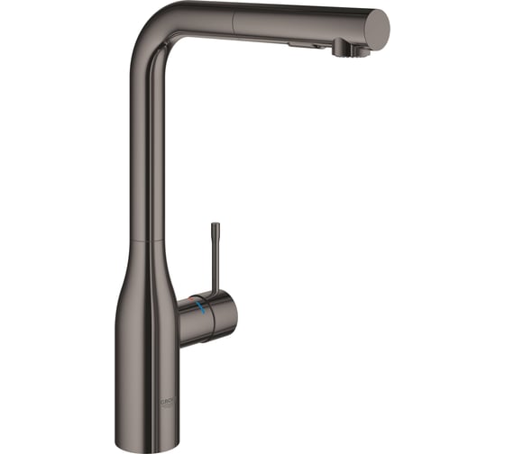Смеситель для кухни GROHE Essence New с выдвижным изливом, тёмный графит глянец 30270A00