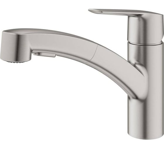 Смеситель для кухни GROHE Start, с низким выдвижным изливом, суперсталь 30307DC1