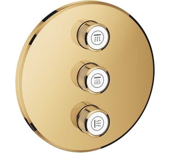 Комплект верхней монтажной части для вентиля Grohe Grohtherm SmartControl на три выхода, круглая розетка, холодный рассвет глянец 29122GL0 1