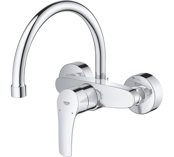 Смеситель для кухни GROHE Eurosmart 2021, настенный монтаж, высокий излив, вынос 245 мм, хром 32482003